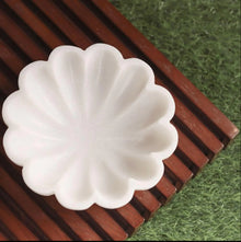 HandCrafted Marble Large Decorative Bowl | White Decorative Bowls for Home Decor | Ruffle Bowl | Scalloped Bowl | Fluted Bowl | Key/Fruit Bowl | Ring Dish | Organic Modern Home Decor Bowl (12 Inches)