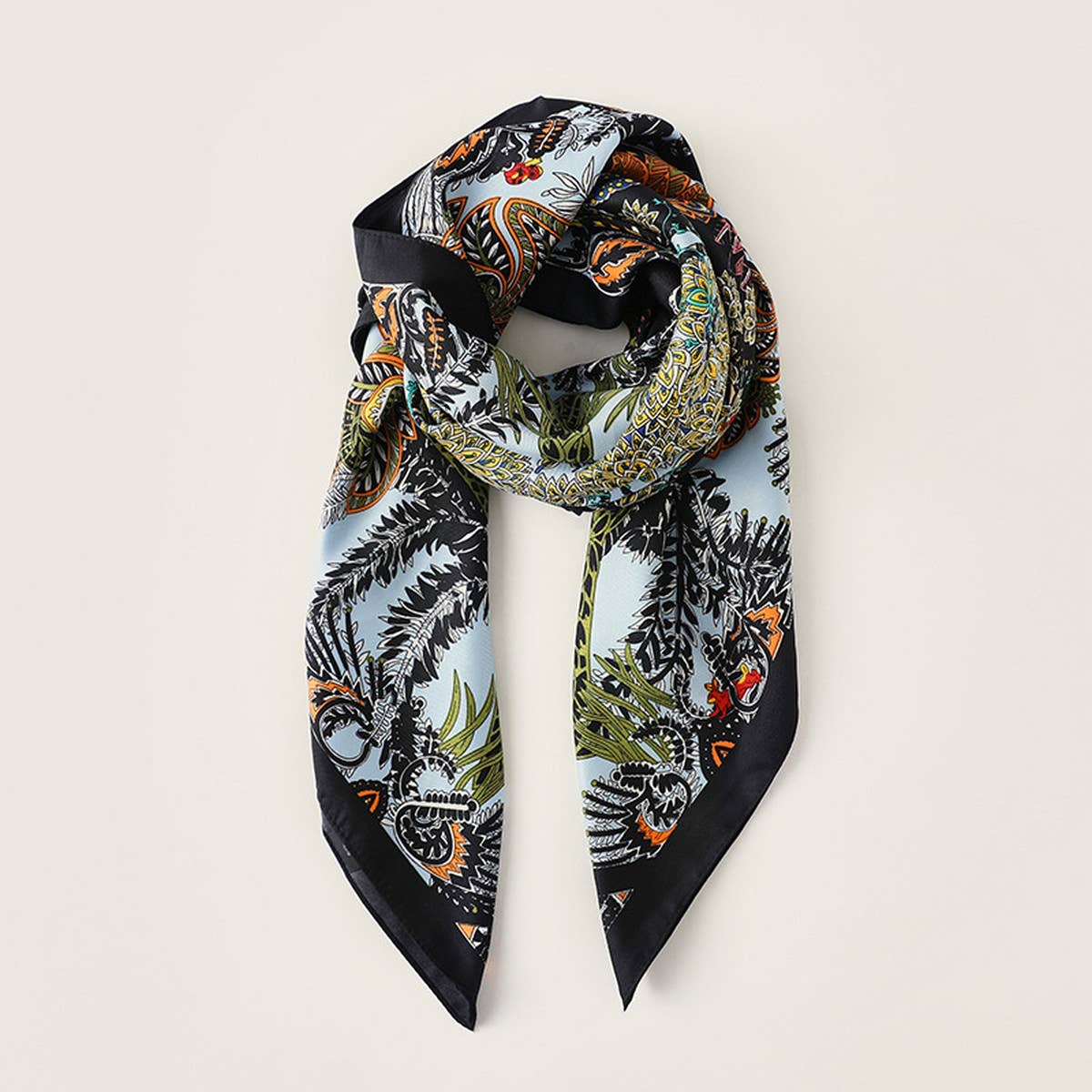 Vintage French Print Scarf – 90cm Silk Feel Square_CWASC0172