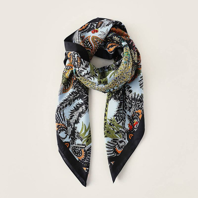 Vintage French Print Scarf – 90cm Silk Feel Square_CWASC0172
