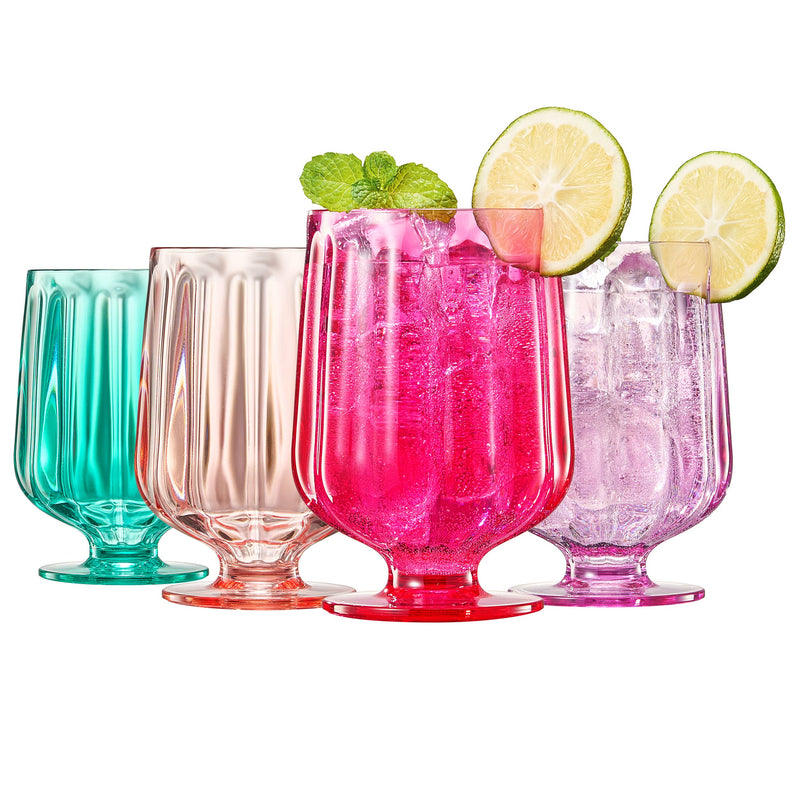 Unbreakable Acrylic Plastic Goblet Wine Glasses | 15OZ Mixed