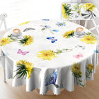 Floral Round Tablecloth 60 Inch Vinyl Round Table Cloth Water Resistant Round Table Cover Wrinkle Free and Stain Resistance Circle Tablecloth for Dining Room Party Picnic Indoor and Outdoor Use