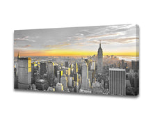 Muolunna BK06375 Wall Art Decor Canvas Print Picture Manhattan panoramic view 1 Panel Golden Sunset Building City Landscape Painting for Living Room Bedroom Office Home Decor Framed Ready to Hang