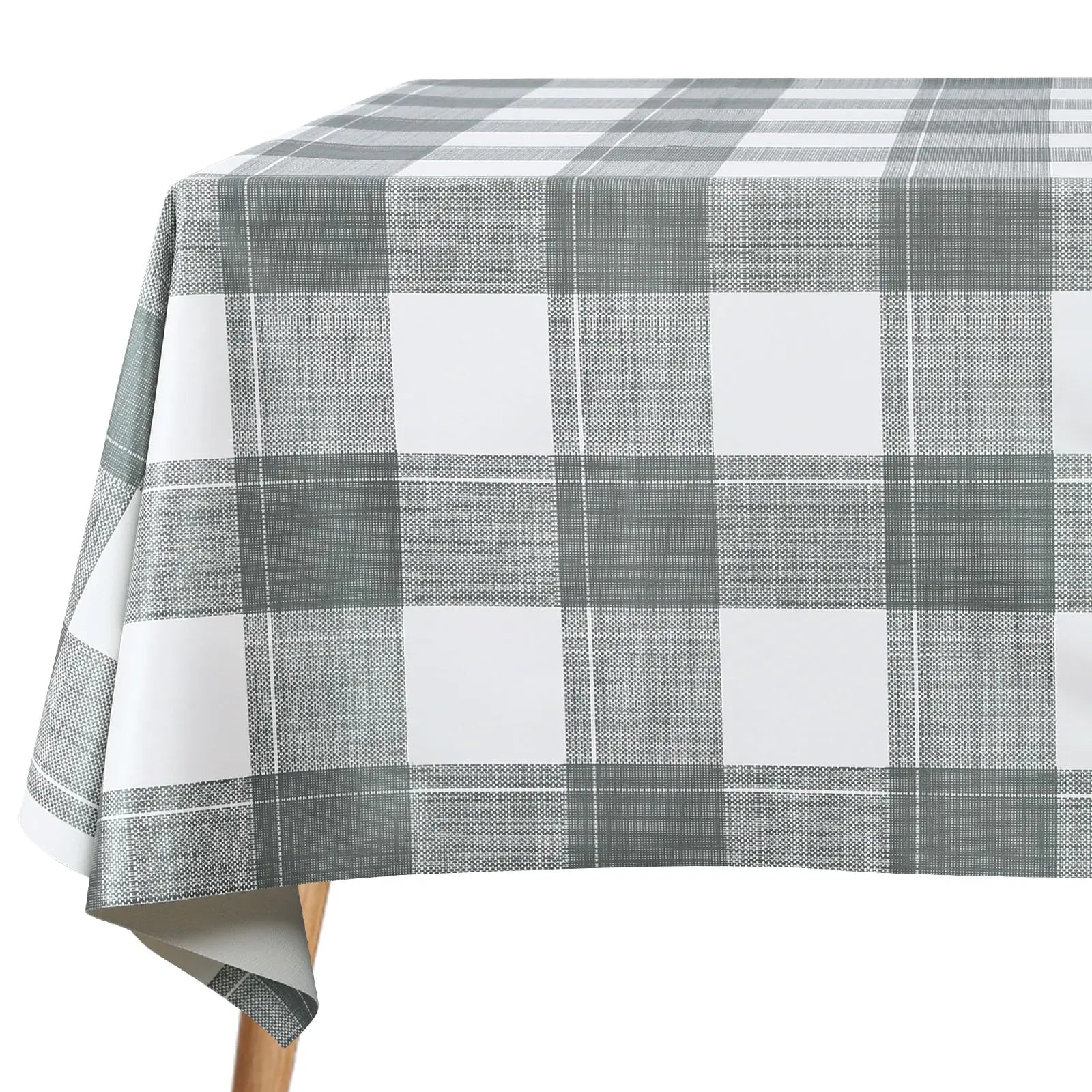 FAVE Rectangle Waterproof PU Table Cloth Plaid Table Cloth Wipeable Soft Table Cover for DinnerKitchen Outdoor (52" x 70" Black and White)