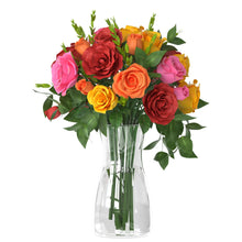 Der Rose Glass Flower Vase Clear Vase for Flowers Bouquet Decorative Vase for Home Decor Centerpiece Gift (4.5×8 Inch Clear)