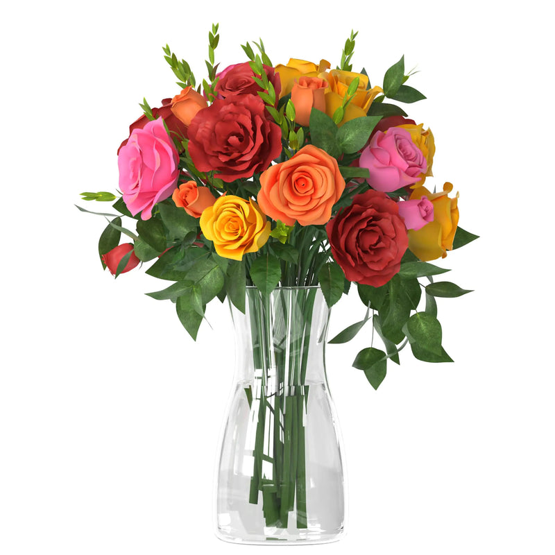 Der Rose Glass Flower Vase Clear Vase for Flowers Bouquet Decorative Vase for Home Decor Centerpiece Gift (4.5×8 Inch Clear)