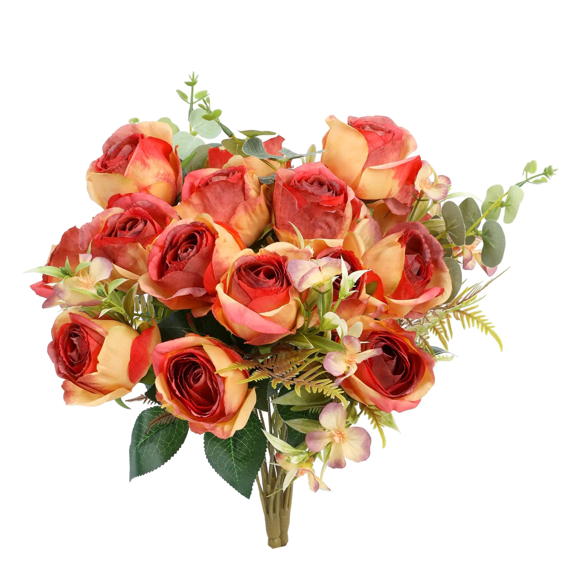 Fake Artificial Flowers 9 Branch 9 Heads Champagne Silk Roses Faux Plant Eucalyptus Flower Arrangement for Vase Home Farmhouse Bathroom Dining Table Centerpiece Decorations Coffee Table Decor(2PCS)