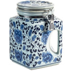 Zerodeko Ceramic Cookie Jar White and Blue Porcelain Kitchen Canister 1.5L Airtight Ceramic Tea Canister With Wooden Lid Marble Pattern Food Storage Jar For Tea Sugar Beans Coffee