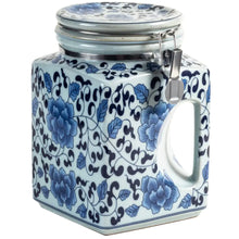 Zerodeko Ceramic Cookie Jar White and Blue Porcelain Kitchen Canister 1.5L Airtight Ceramic Tea Canister With Wooden Lid Marble Pattern Food Storage Jar For Tea Sugar Beans Coffee