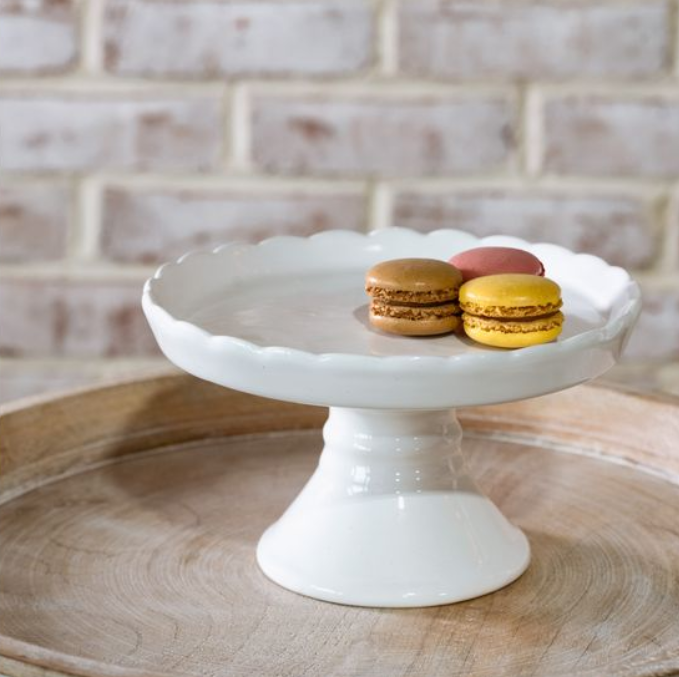 *INNER* 7.5"W WHITE SCALLOPPED PEDESTAL.