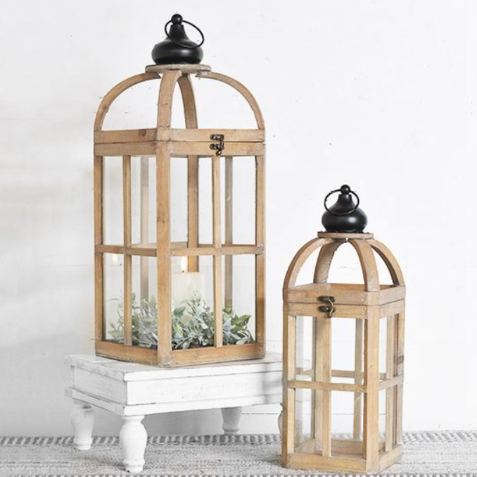TALL WOOD LANTERNS - LARGE