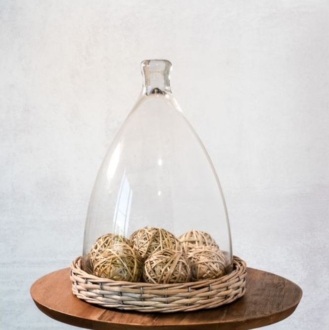 14.9" GLASS DOME WILLOW BASE.