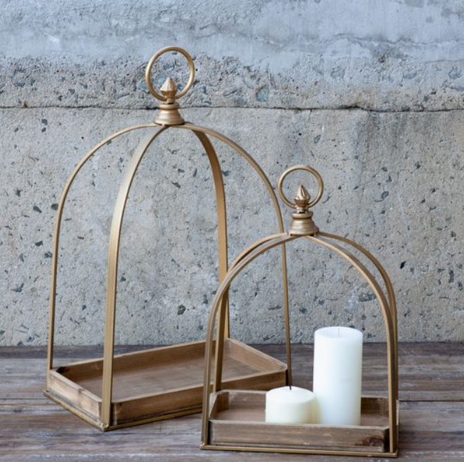 WIDE GOLD METAL WOOD DISPLAYER -LARGE