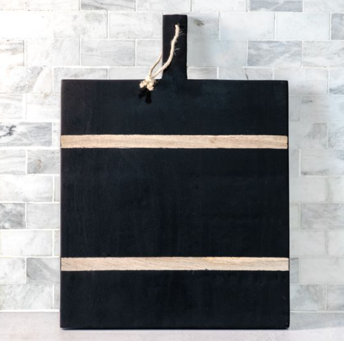 22" X 16" BLACK DECO SERVING BOARD.