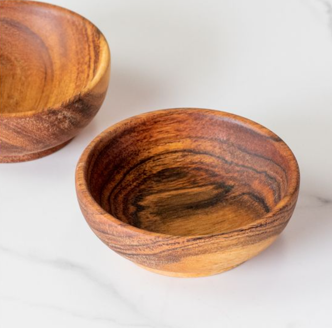 *INNER* 4" ACACIA WOOD BOWL.