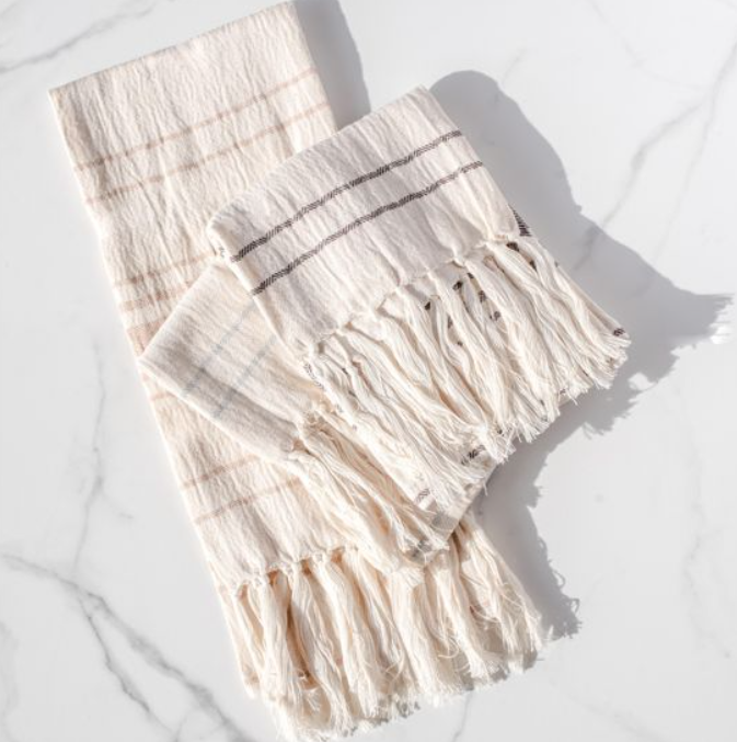 *INNER* S/3 STRIPE FRINGE TOWELS.