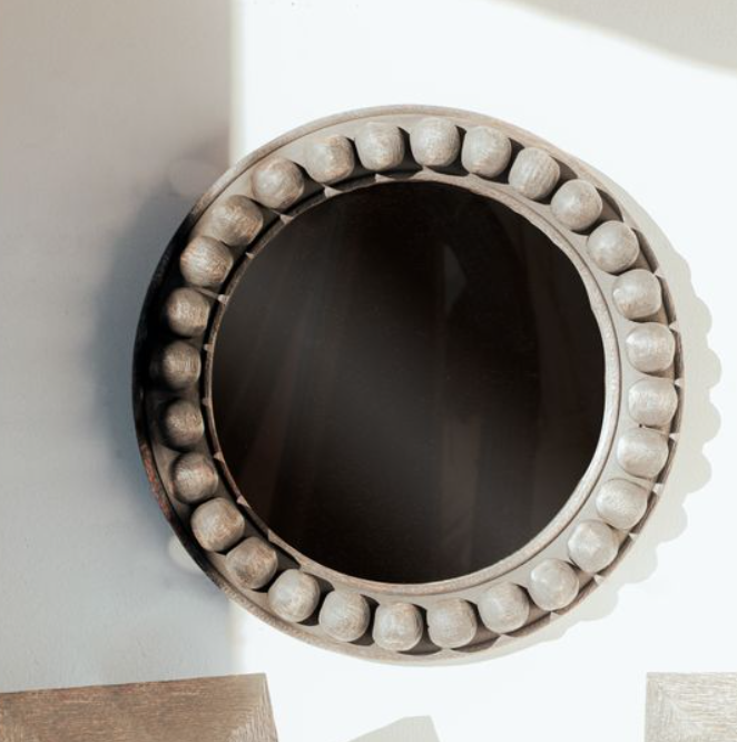 15.75" BLK WOOD FRAME RD. BEADED MIRROR.