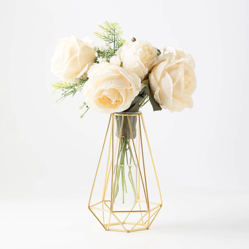 GRENSUK Gold Vase for Home DecorFlower vase for DecorGeometric vases for centerpiecesGold Glass vase for Wedding DecorationsGold vases for centerpiecesGold Test Tube vase (8.5 inch Gold)