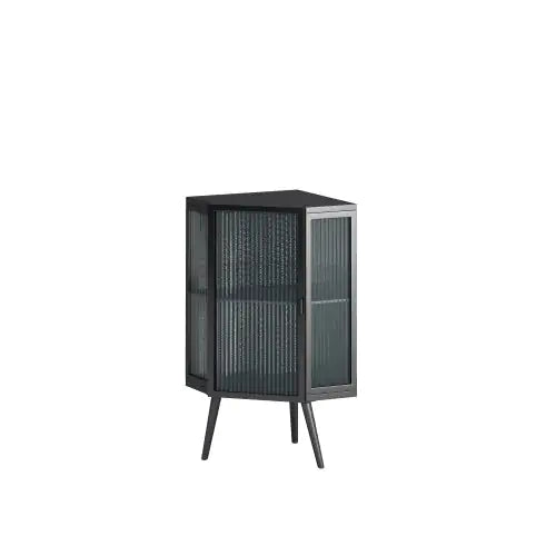 Floor Conical Cabinet With Tempered Glass Door And Storage Shelves, Suitable For Bathroom, Living Room, Bedroom Unavailable Platforms- Temu