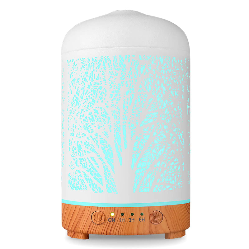ENAROMA 200ML Aromatherapy Diffuser White Forest Ultrasonic Essential Oil Diffuser with Intermittent Setting LED Colorful Night Light Cool Mist Humidifier for Bedroom Office Home Décor