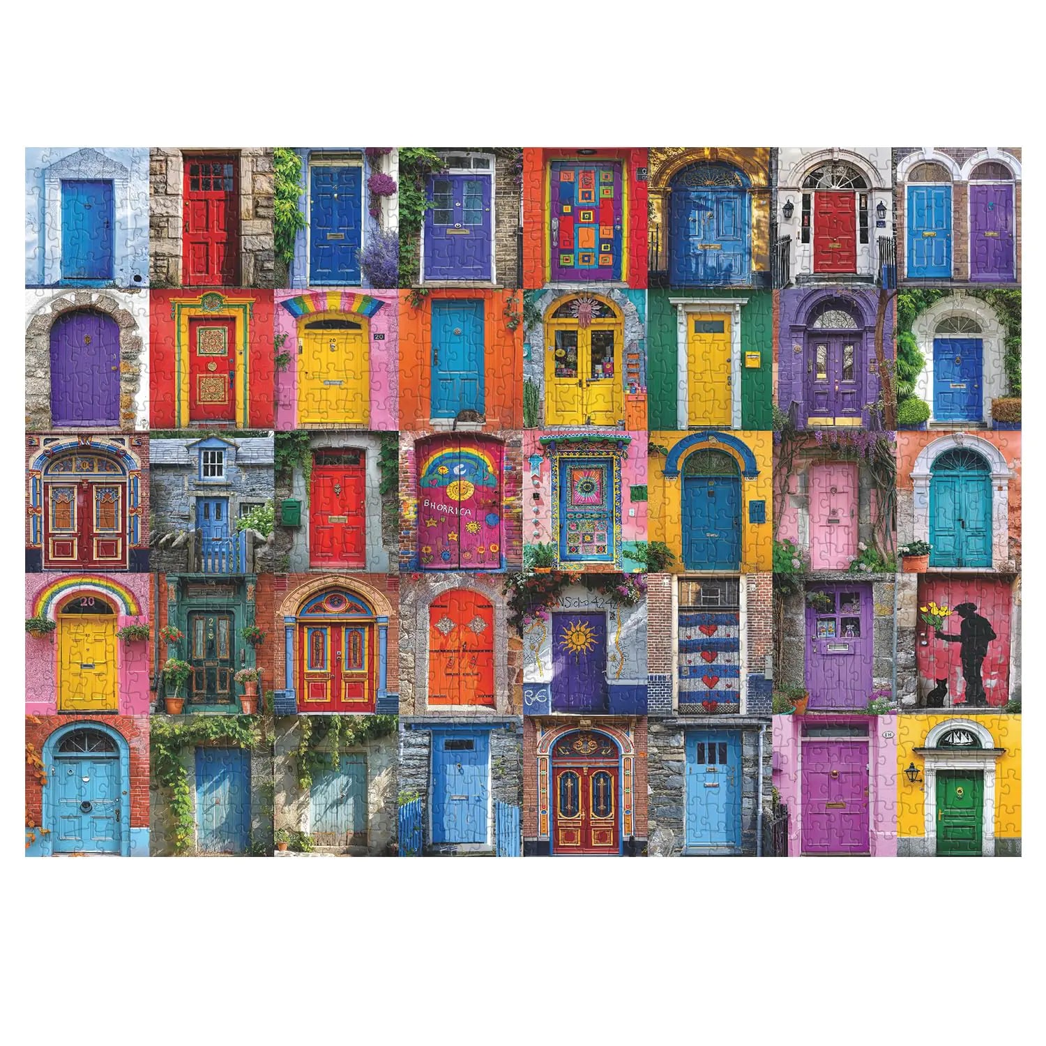 Colorful Door Puzzles for Adults 1000 Pieces Vintage Unique Jigsaw Puzzle Difficult Door Art Puzzle as Home Wall Decor Funny Challenging Puzzles for Adults