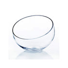 WGV Slant Cut Bowl Glass Vase Width 11" Height 9.5" Clear Terrarium Candy Dish Fruit Jar Floral Container for Wedding Party Event Home Office Decor 1 Piece