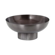 Kate and Laurel Rooks Ribbed Decorative Metal Bowl 12 Inch Diameter Gray Gunmetal Modern Raised Fruit Bowl for Kitchen Counter or Use as a Key Bowl for an Entryway Table