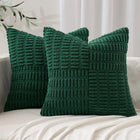 MIULEE Dark Green Boho Pillow Covers Set of 2 Decorative Farmhouse Couch Throw Pillows Textured Striped Patchwork Pillowcases for Sofa Bed Living Room Square Cushion Covers 20x20 Inch