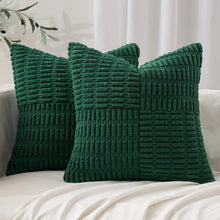 MIULEE Dark Green Boho Pillow Covers Set of 2 Decorative Farmhouse Couch Throw Pillows Textured Striped Patchwork Pillowcases for Sofa Bed Living Room Square Cushion Covers 20x20 Inch