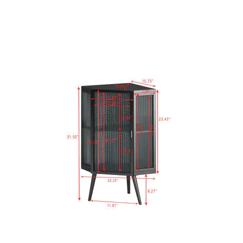Floor Conical Cabinet With Tempered Glass Door And Storage Shelves, Suitable For Bathroom, Living Room, Bedroom Unavailable Platforms- Temu
