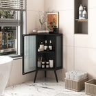 Floor Conical Cabinet With Tempered Glass Door And Storage Shelves, Suitable For Bathroom, Living Room, Bedroom Unavailable Platforms- Temu