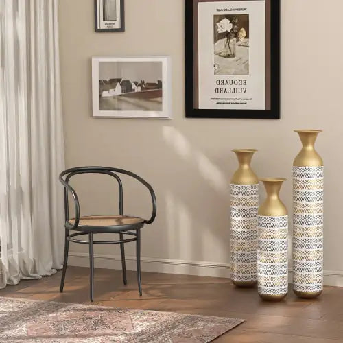 High Floor Vase Flower Oversized Floor Vase 3 Large Metal Glazed Vases Pampas Prairie Twigs Vintage Grey Oversized Vase Living Room Bedroom Family Farmhouse Unavailable Platforms -Temu