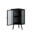 Floor Conical Cabinet With Tempered Glass Door And Storage Shelves, Suitable For Bathroom, Living Room, Bedroom Unavailable Platforms- Temu