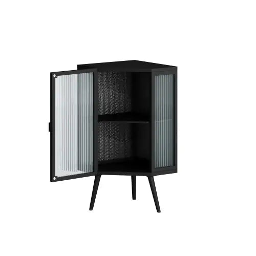 Floor Conical Cabinet With Tempered Glass Door And Storage Shelves, Suitable For Bathroom, Living Room, Bedroom Unavailable Platforms- Temu