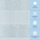 4 Pack Resort Collection Soft Bath Towel 28x55 in Luxury Plush Cotton Light Blue.