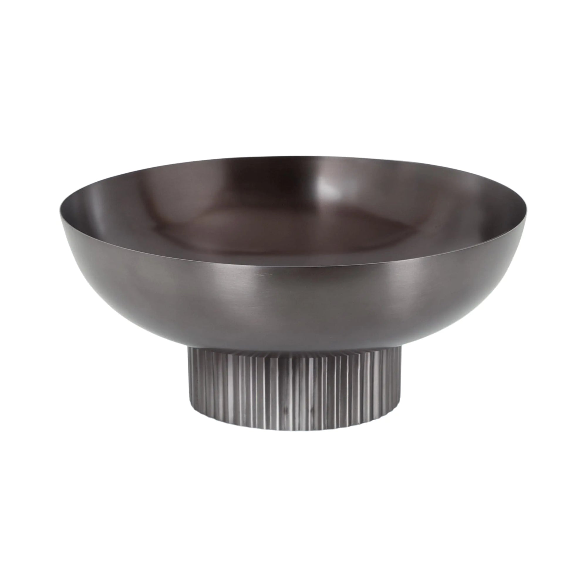 Kate and Laurel Rooks Ribbed Decorative Metal Bowl 12 Inch Diameter Gray Gunmetal Modern Raised Fruit Bowl for Kitchen Counter or Use as a Key Bowl for an Entryway Table