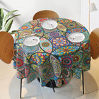 Boho Table Cloth Rectangle Table Bohemian Tablecloths Rectangular Vintage Waterproof Tablecloth Spillproof Wrinkle Free Table Cloth Table Cover Decor for Home Kitchen (Multicolor Round60 X 60")