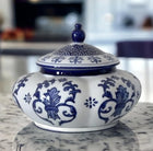Festcool Blue and White Ceramic Porcelain Pumpkin Shape Ginger Jar Vase Sugar Canister Sugar Container Tea Container Hand-crafted Jingdezhen Decor Gift for Thanksgiving Decoration