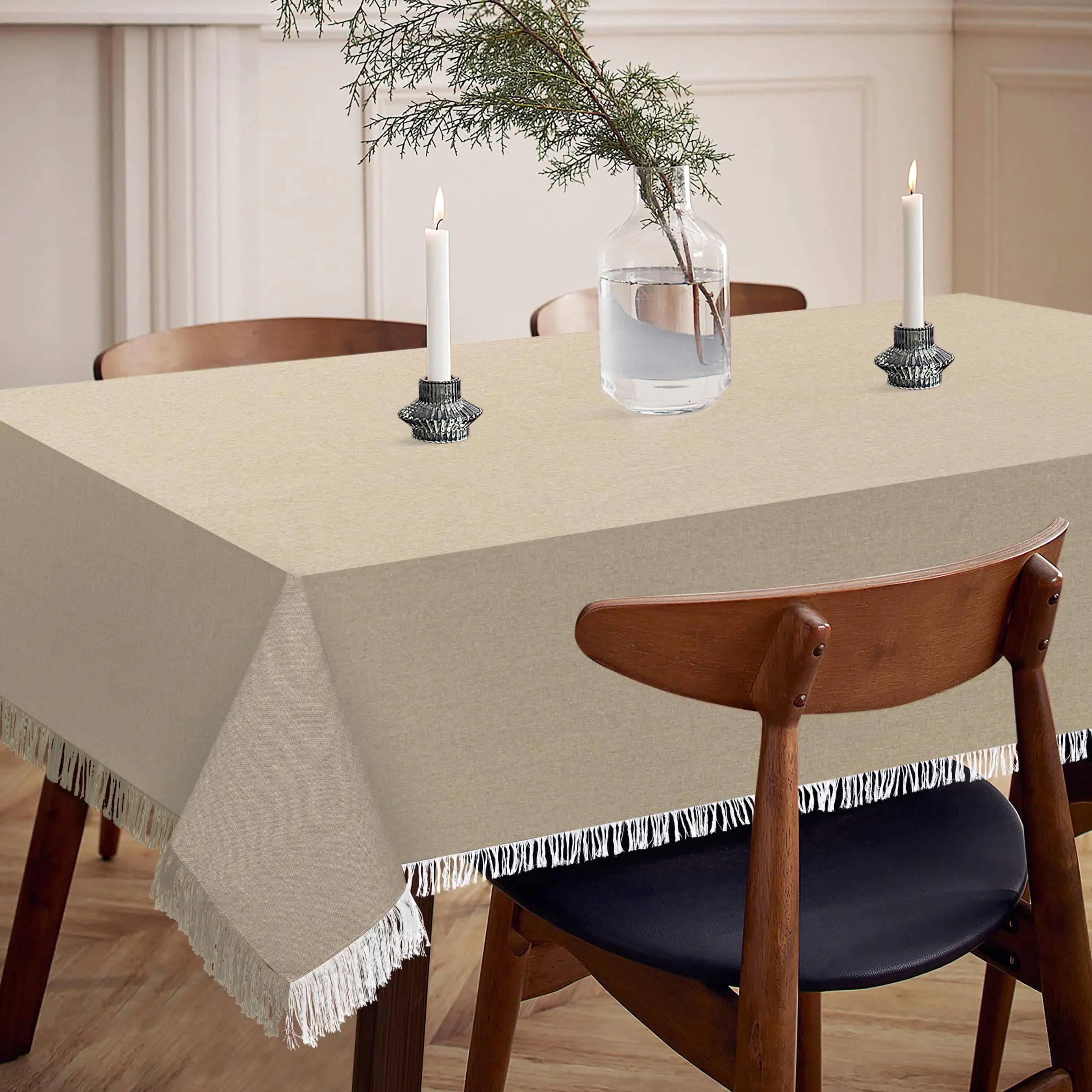 Linen Hub Farmhouse Rectangle Tablecloth 100% Cotton - Washable Dining Table Cover - Perfect for Dinner Party Wedding Christmas Holidays Everyday Use Table Cloth Beige 55x120 inches